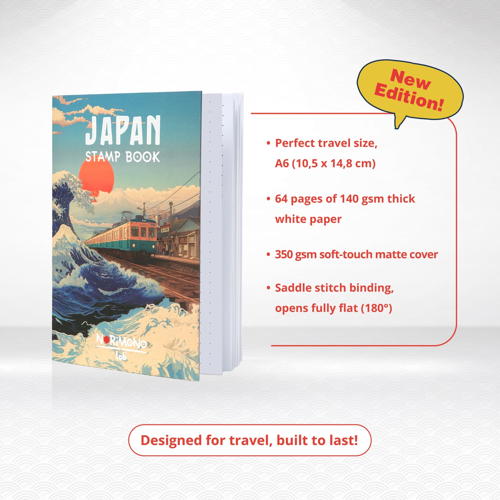 A6 format, 64 pages 140gsm, 350gsm cover, saddle-stitched binding